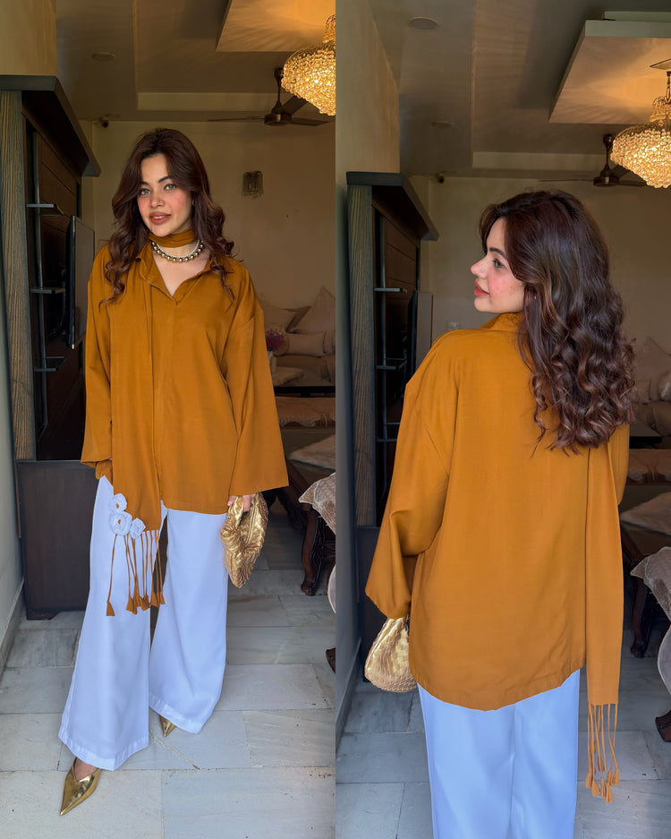 Mustard shirt scaff plazzos set