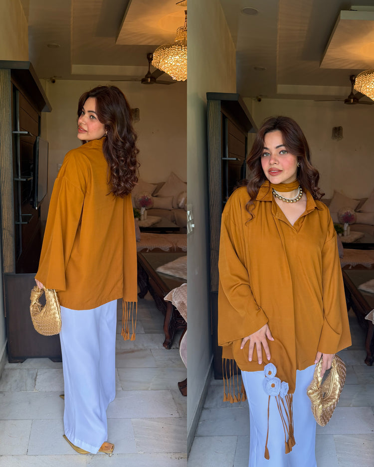 Mustard shirt scaff plazzos set