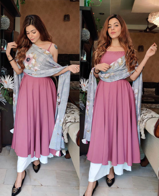 Dusty pink anarkali suit