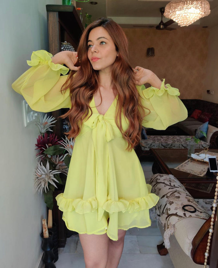 Lemon muted green dress