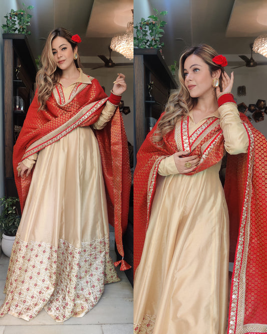 Red karwachauth anarkali