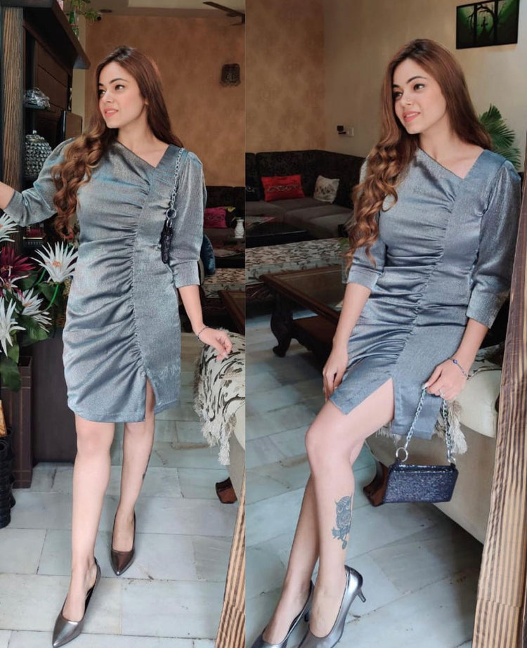 Silverish grey draped dress