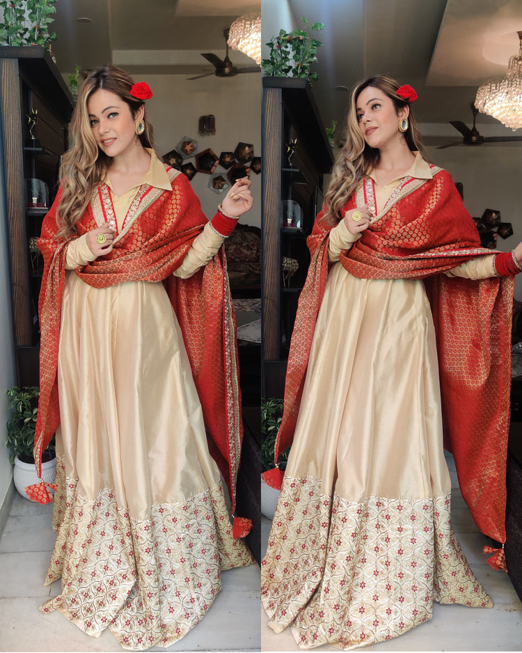 Red karwachauth anarkali