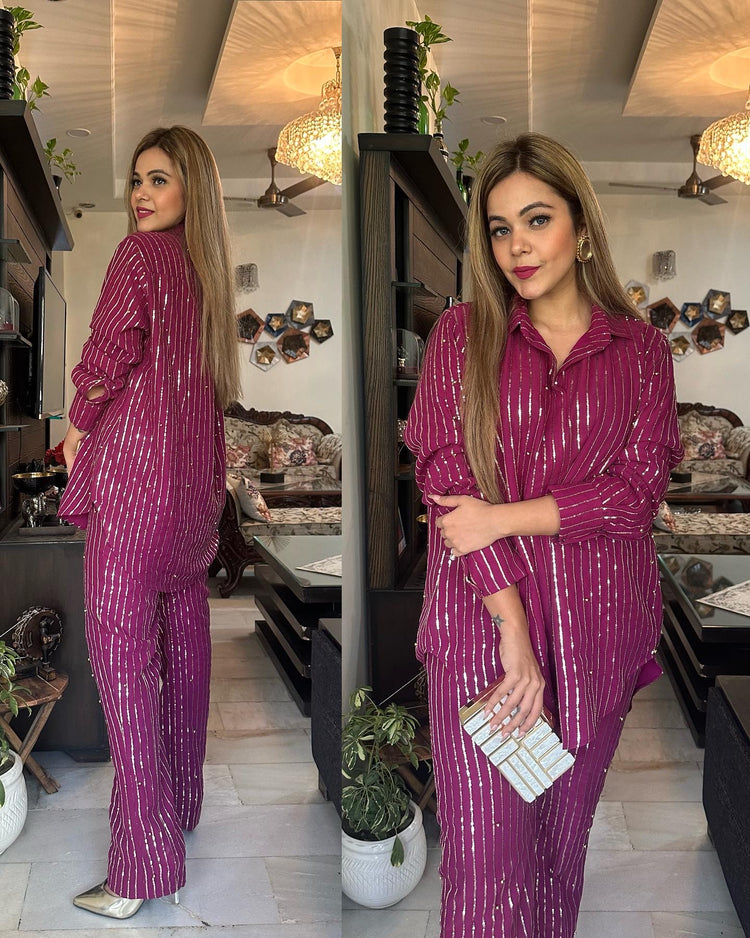 Magenta Sequince co ord set