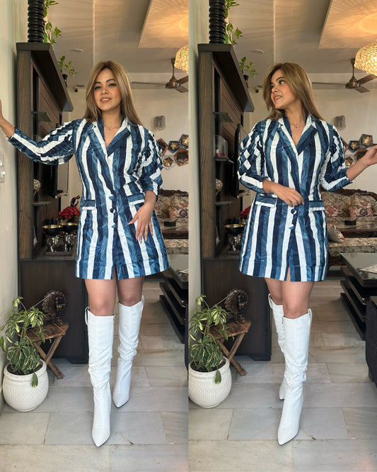 Velvet stripes self dress