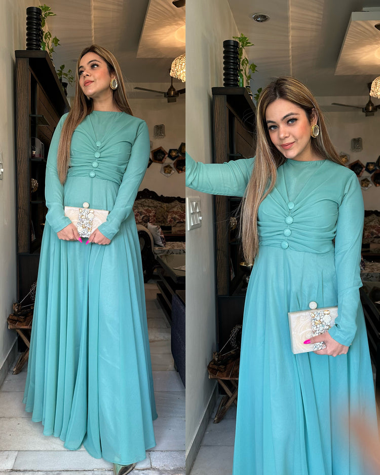 Turquoise georgette gown