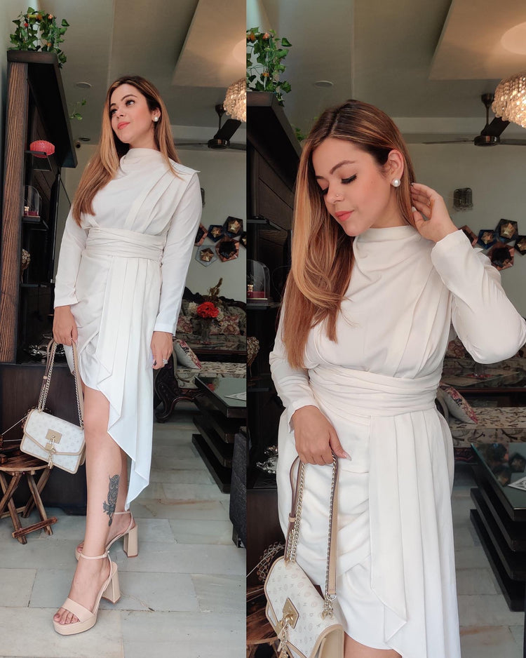 Drape white dress